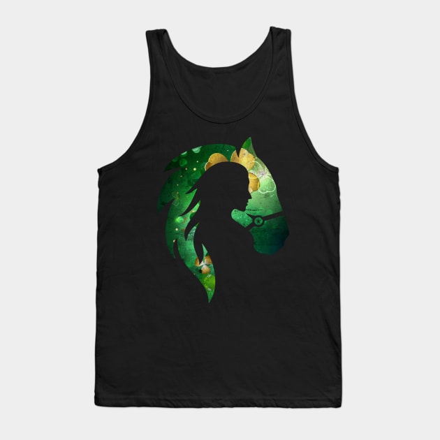 Irish Girl and Horse with Shamrock Pattern Vintage Distressed Design Tank Top by star trek fanart and more